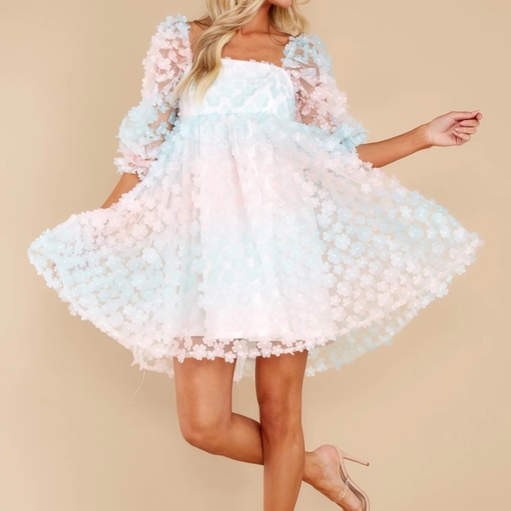 Pink and blue puff dress